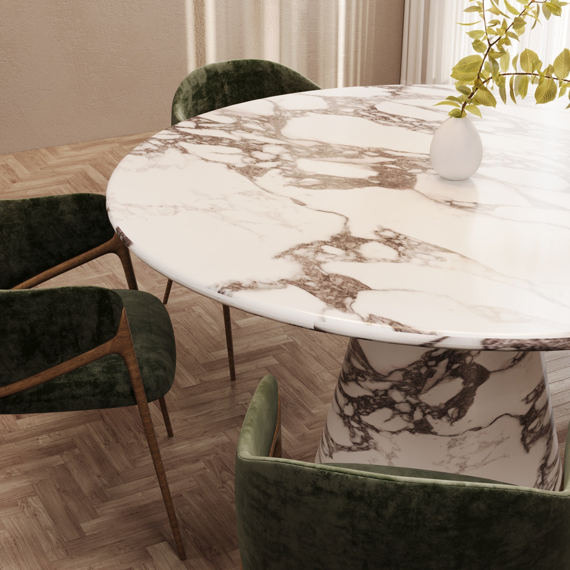Vivian Italinan Calacatta Viola Round Dining Table