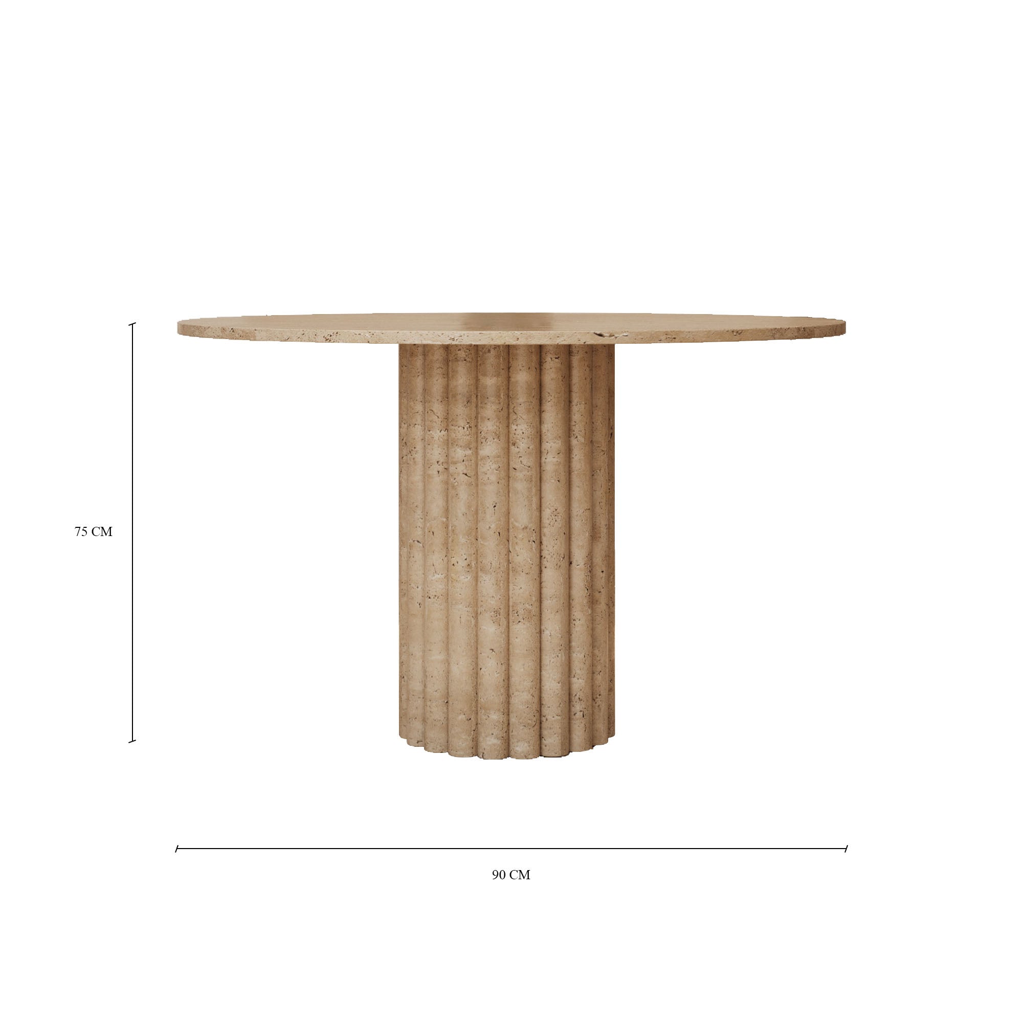 Lorenzo Travertine Round Dining Table With Fluted Base