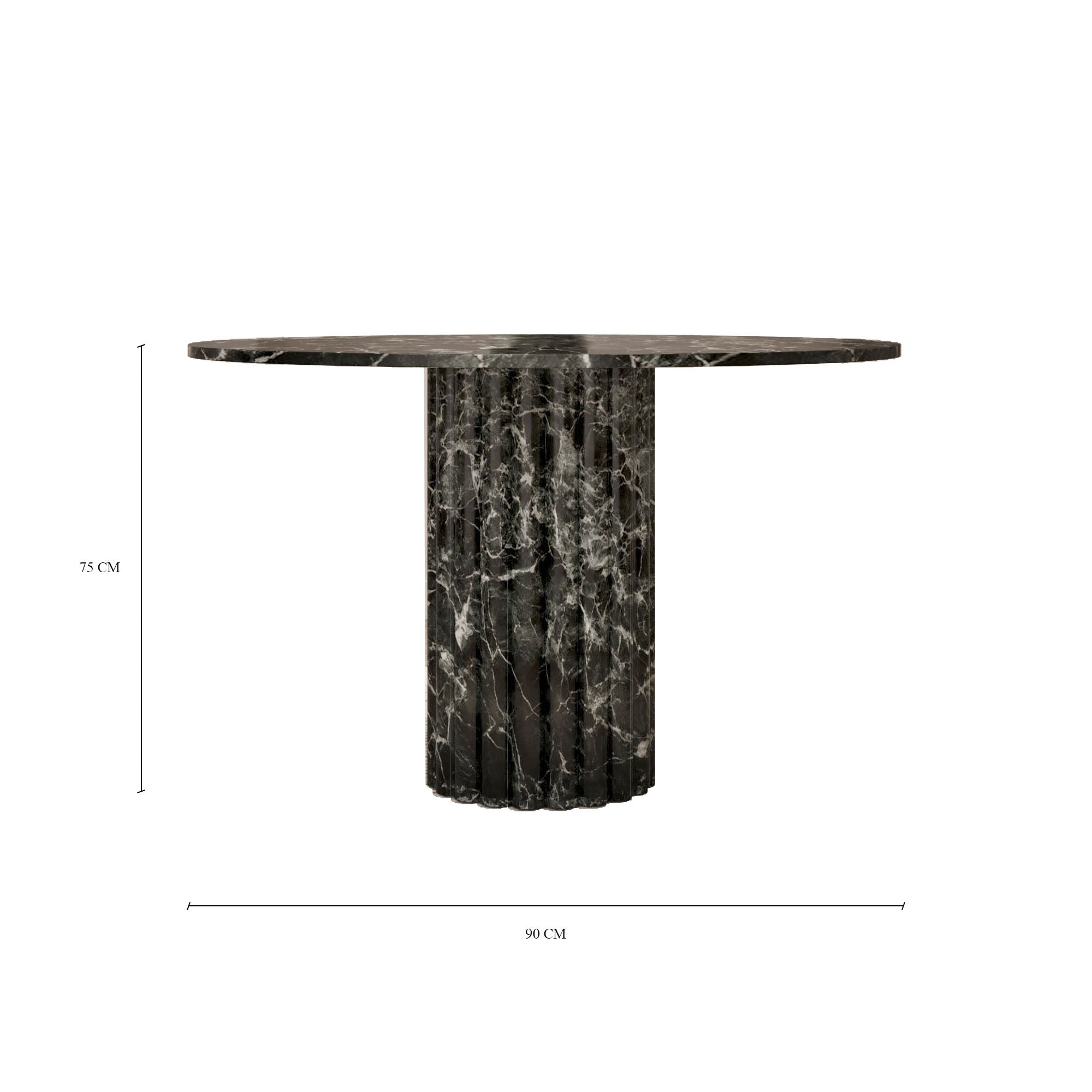 Lorenzo Verde Levanto Round Dining Table With Fluted Base