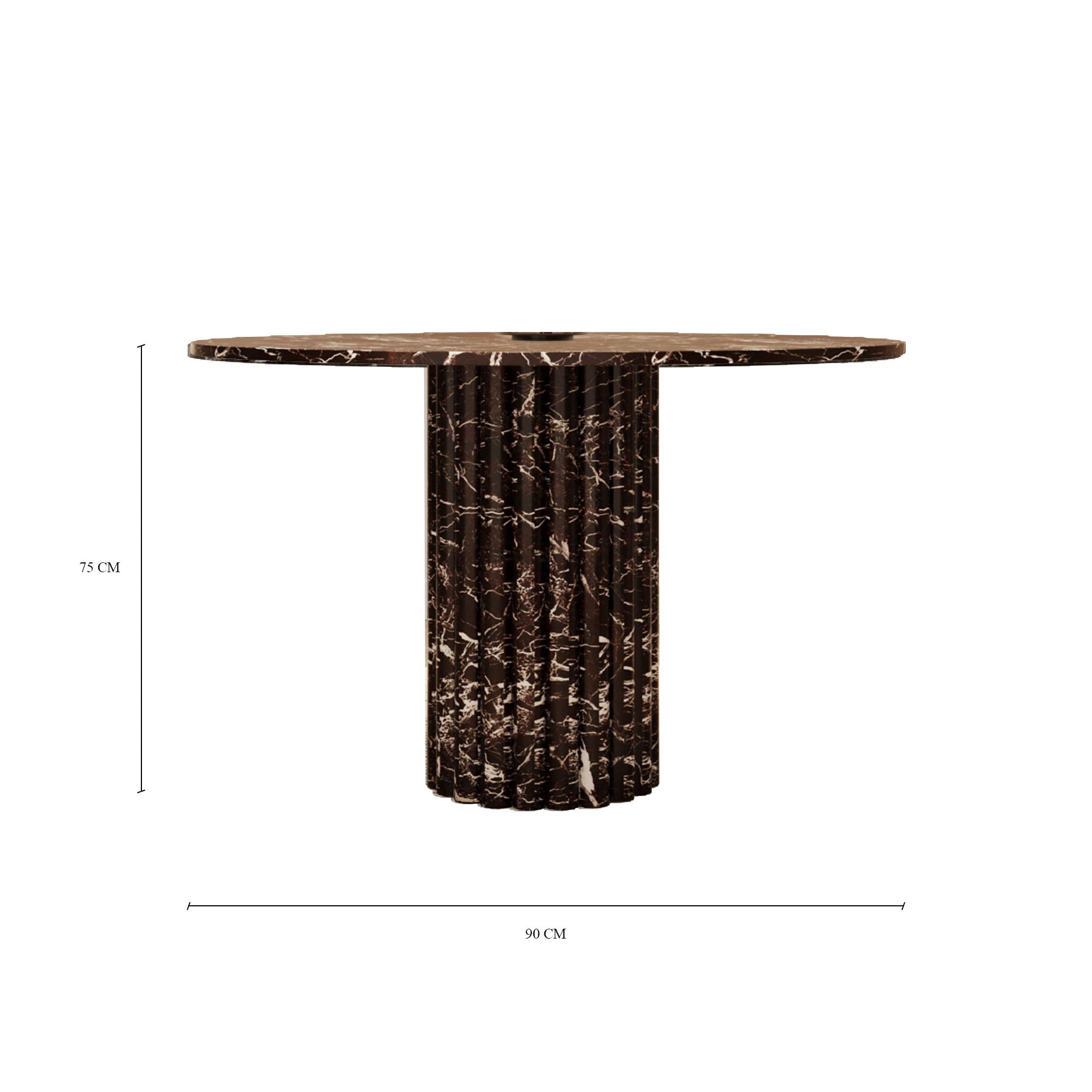 Lorenzo Rosso Levanto Round Dining Table With Fluted Base