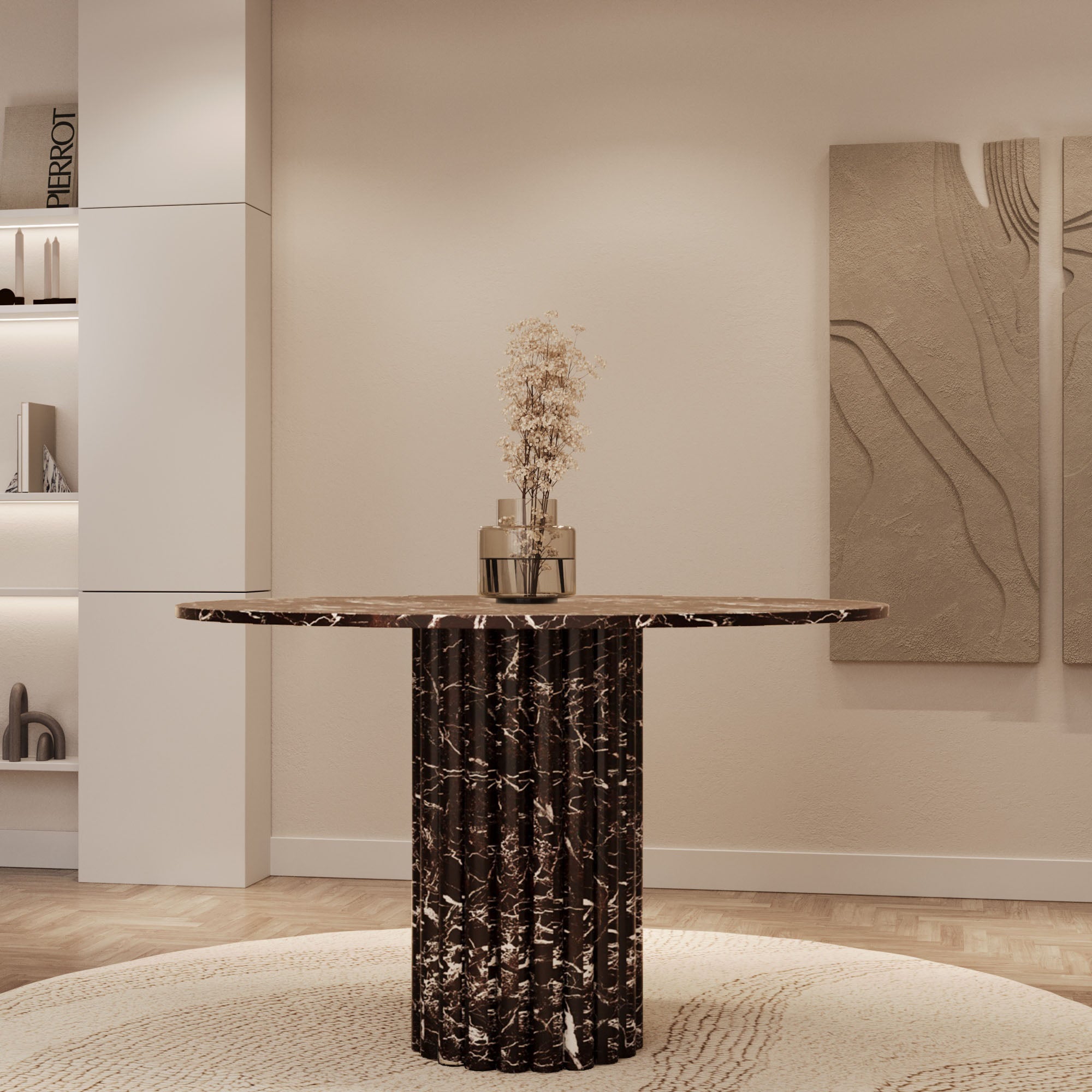 Lorenzo Rosso Levanto Round Dining Table With Fluted Base