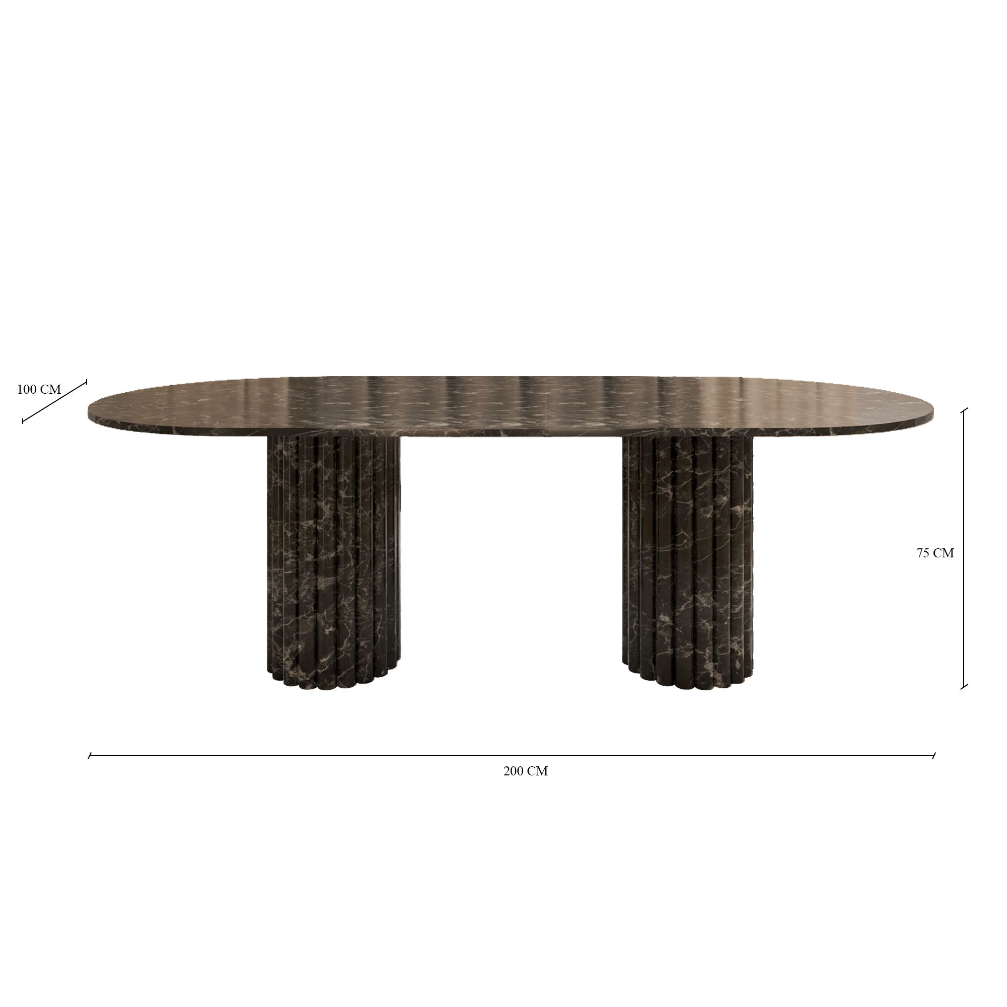 Lorenzo Verde Levanto Oval Dining Table With Fluted