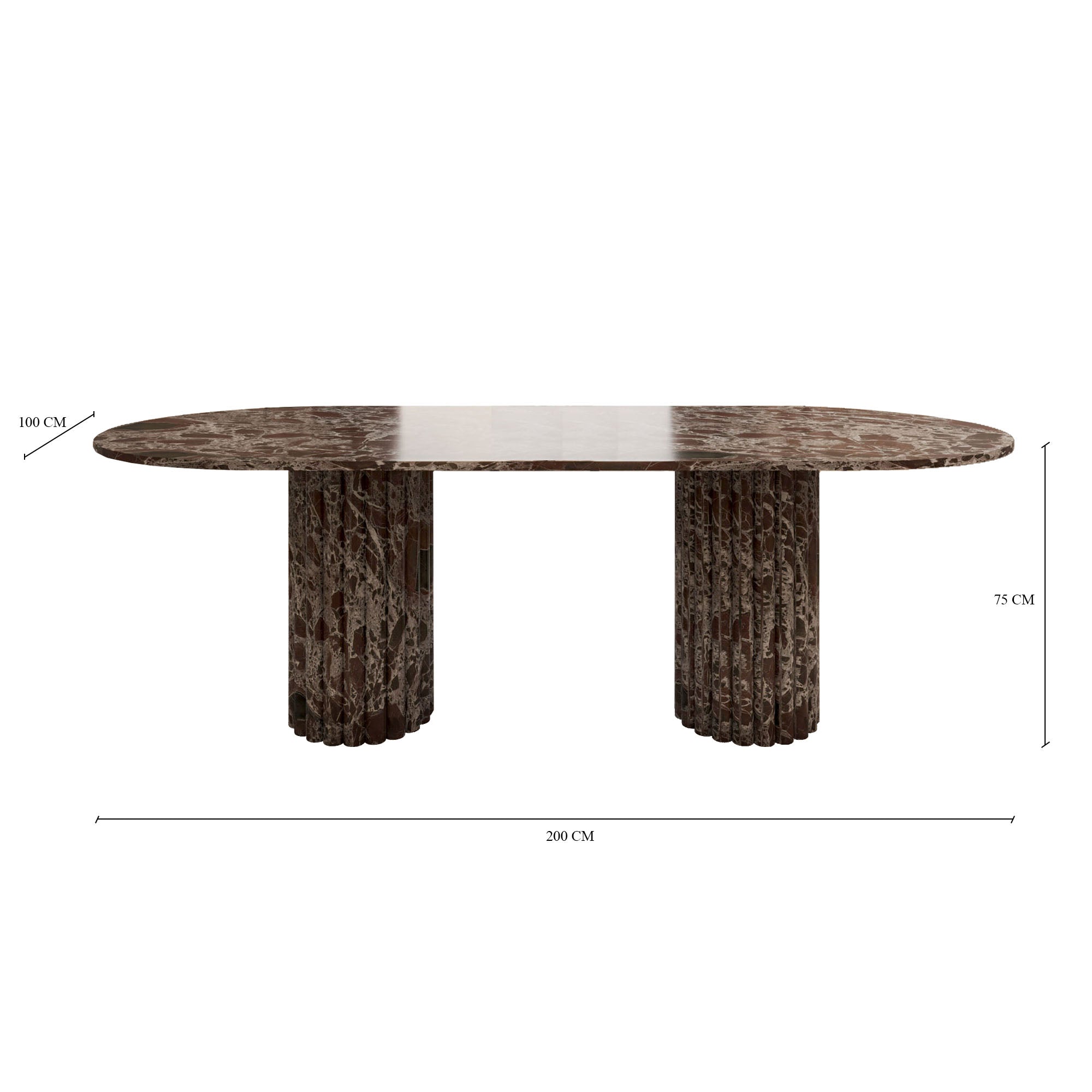 Lorenzo Rosso Levanto Oval Dining Table With Fluted Base
