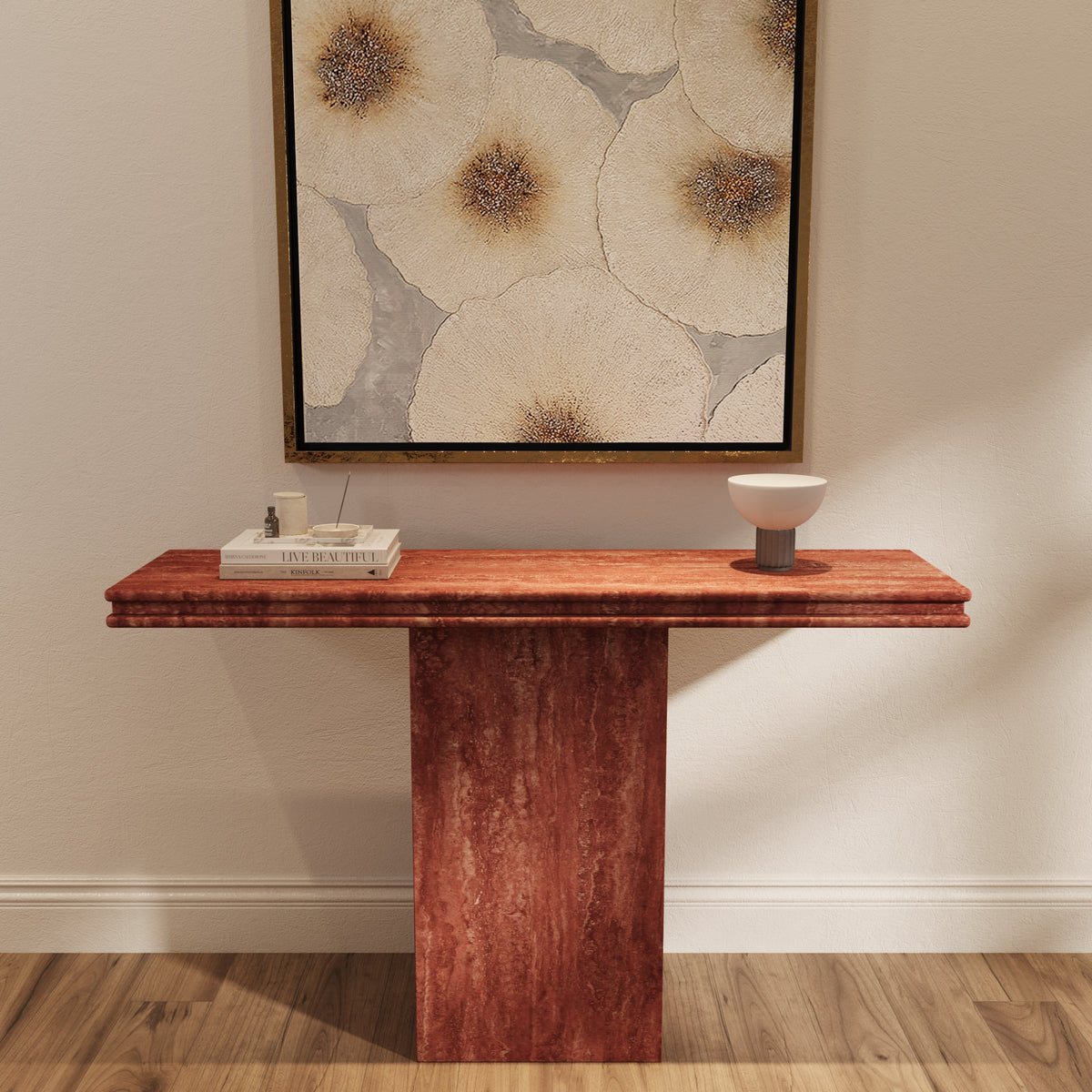 Margot Red Travertine Console