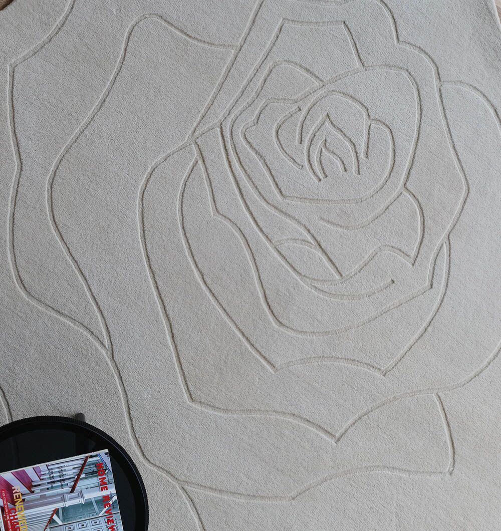 HAND MADE ROSE SHAPED RUG 200X200CM
