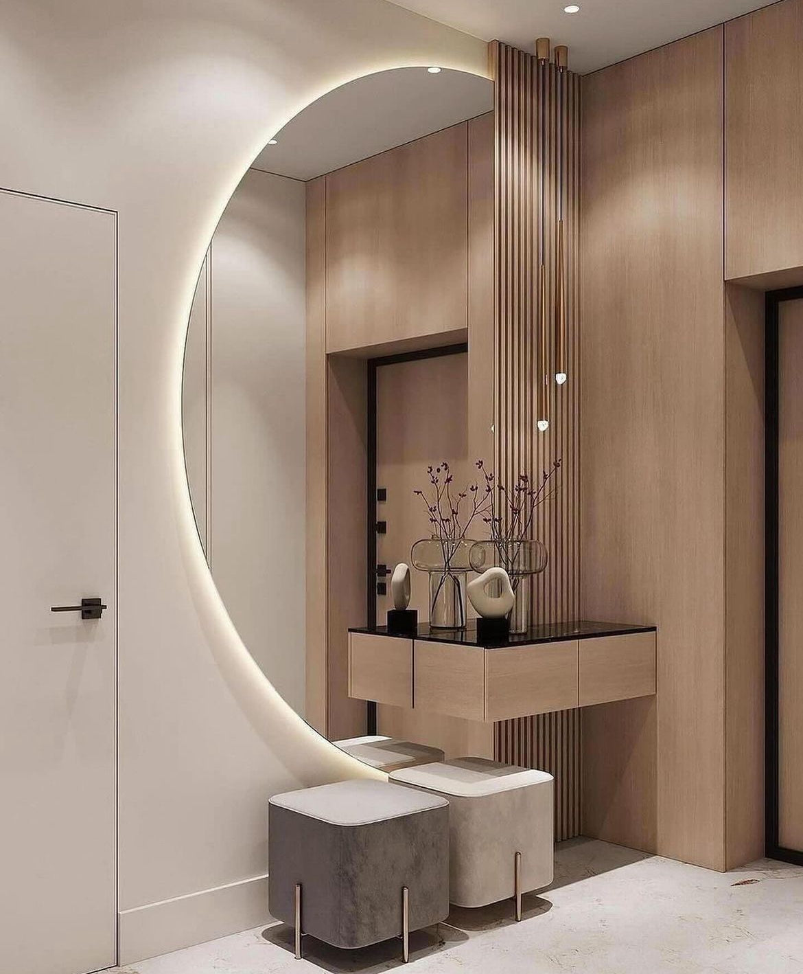 Bespoke Hall Way Wall Panelling With Mirror