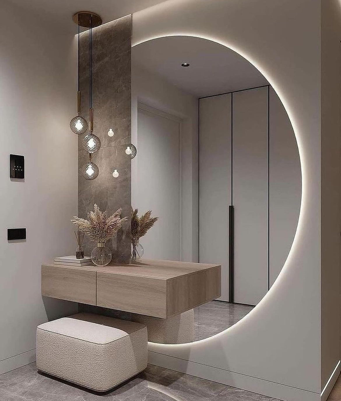 Bespoke Hall Way Wall Panelling With Mirror