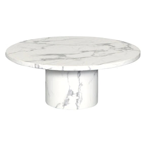 LUCY HAND CRAFTED NATURAL WHITE ROUND MARBLE COFFEE TABLE