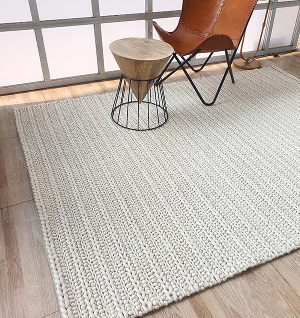 Hand Made Natural White Woven Rug For Home Decore (5 Sizes)