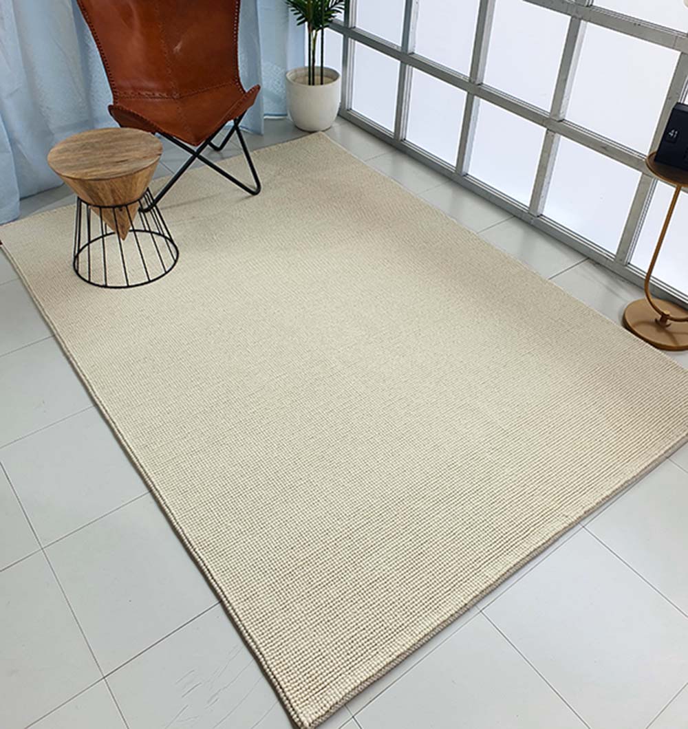Natural White Colour Woven Rug For Home Decor (5 Sizes)