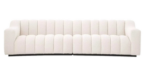 HAND CRAFTED KENT CREAM BOUCLE CURVED SOFA