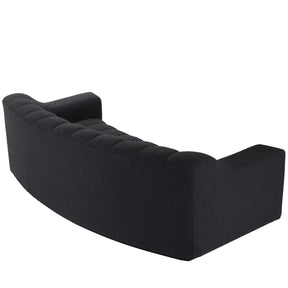 HAND CRAFTED KENT BLACK BOUCLE CURVED SOFA