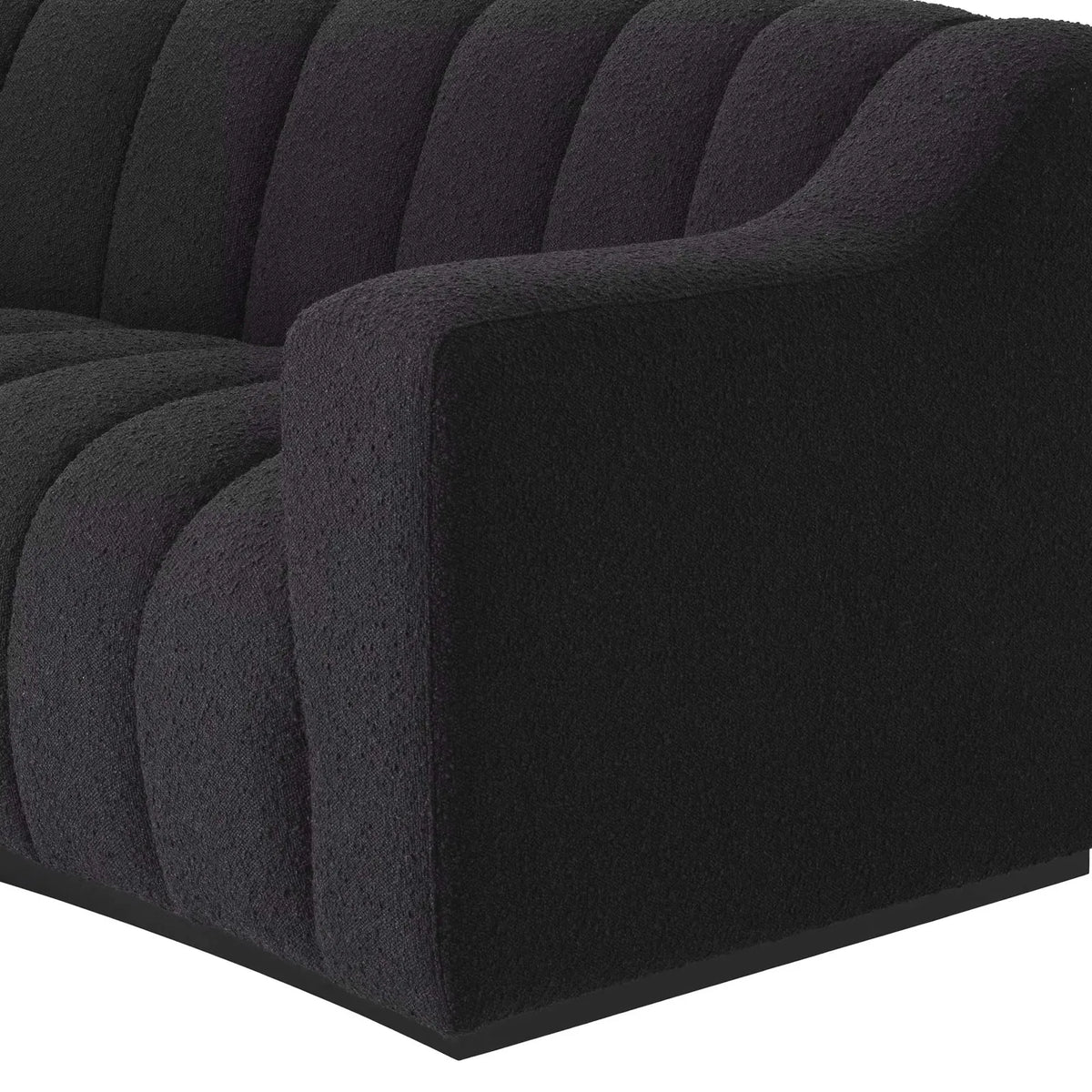 HAND CRAFTED KENT BLACK BOUCLE CURVED SOFA