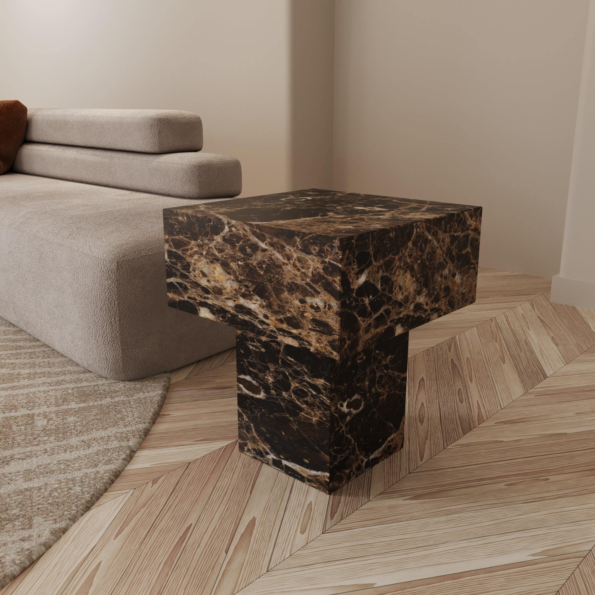 Felix Dark Emperador Marble Side Table