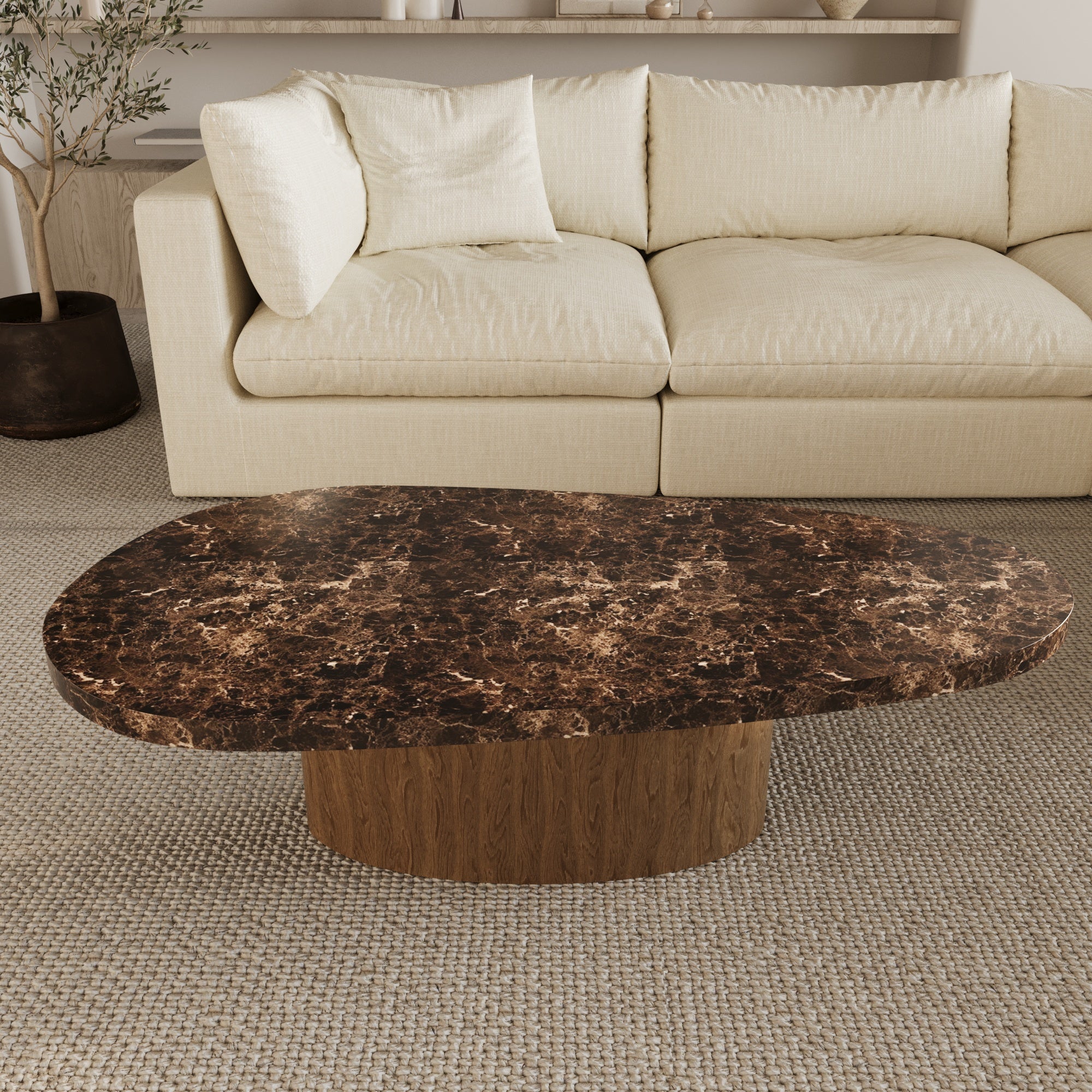 Vivian Dark Emperador Marble Coffee Table