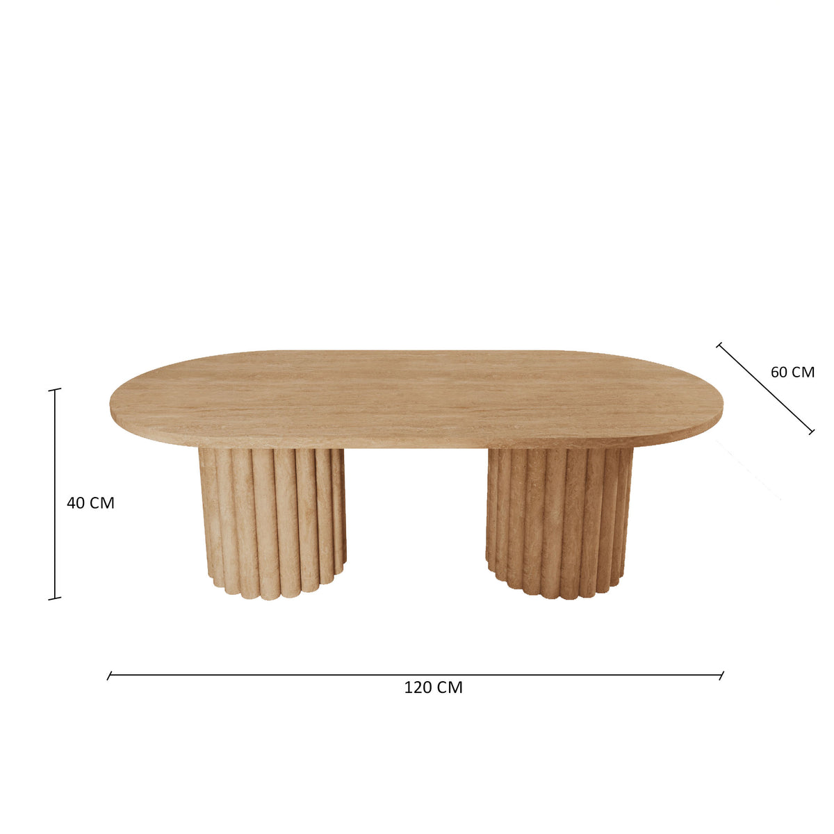 Lorenzo Travertine Coffee Table With Fluted Base