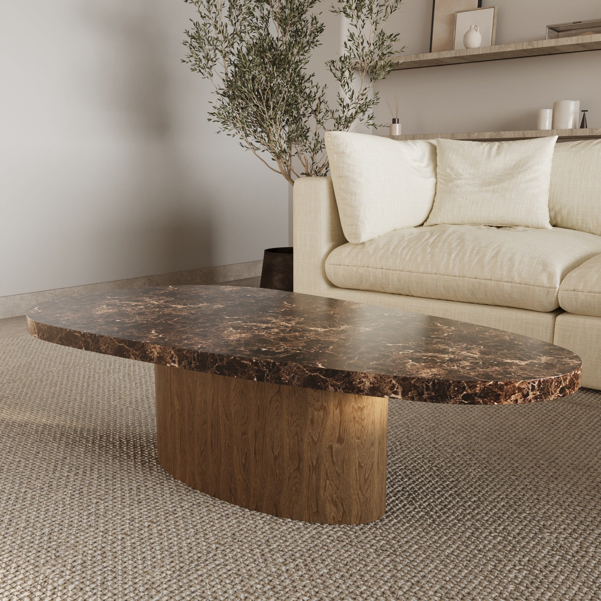 Vivian Dark Emperador Marble Coffee Table