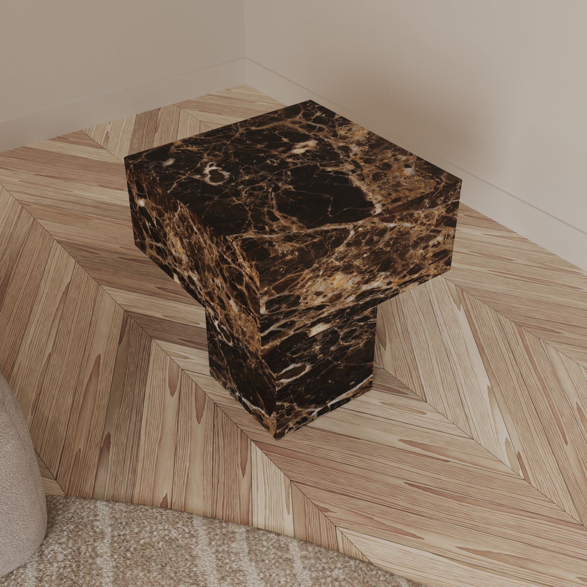 Felix Dark Emperador Marble Side Table