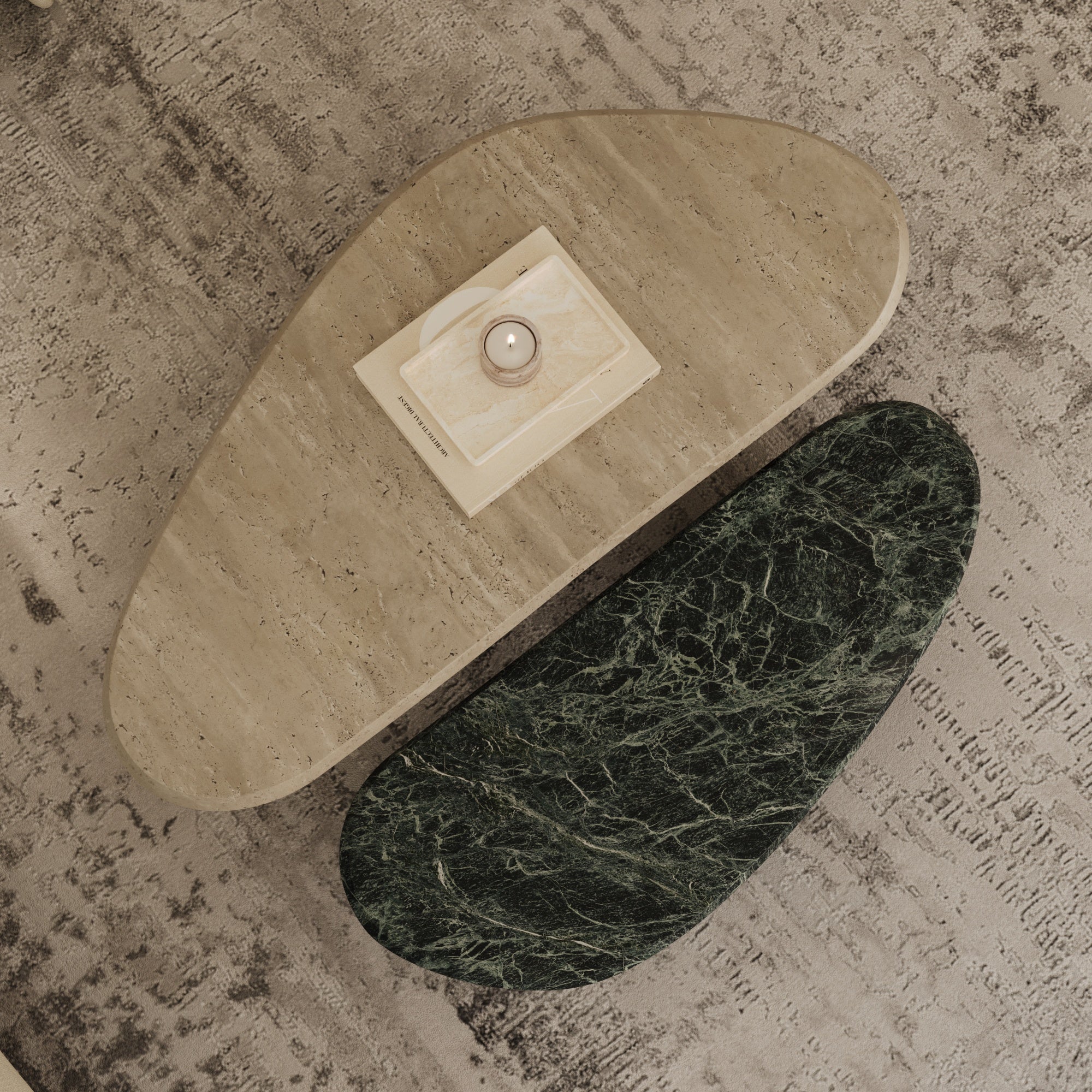 Bridgette Travertine & Verde Alpi Nesting Coffee Table