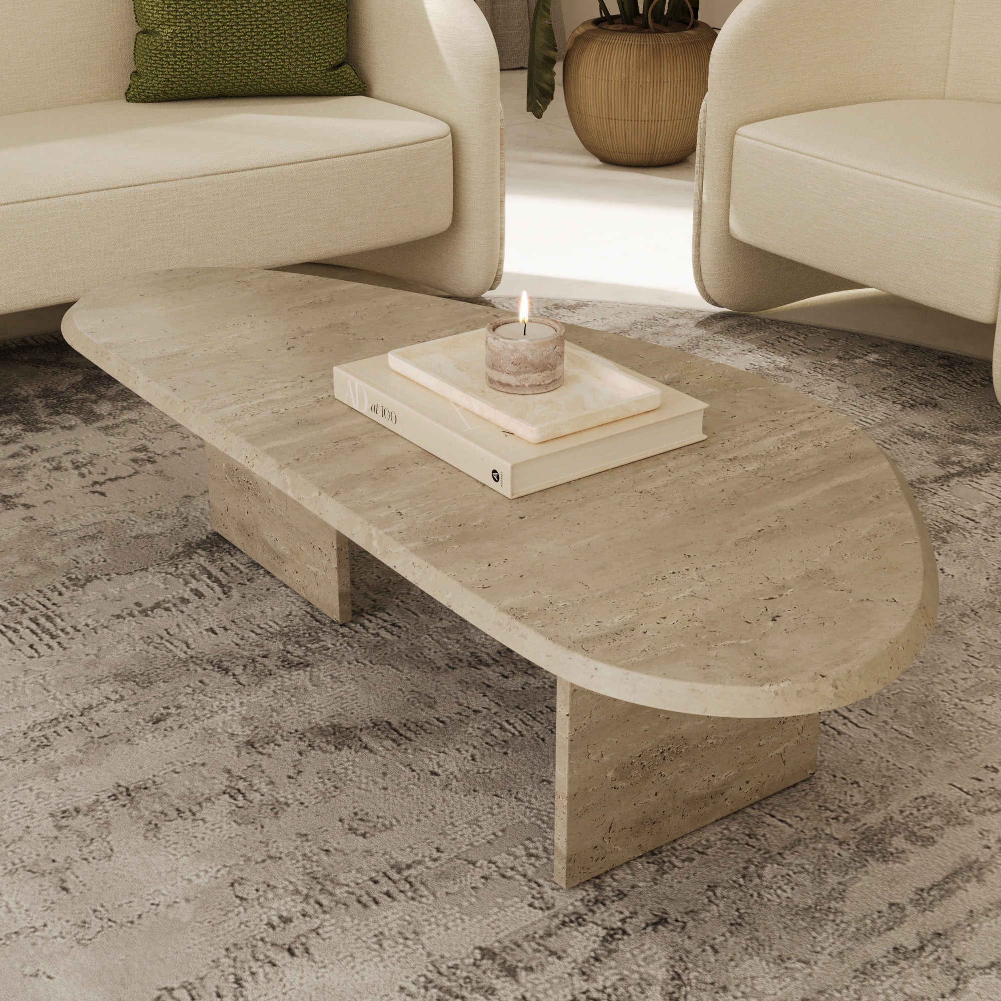 Bridgette Travertine & Verde Alpi Nesting Coffee Table