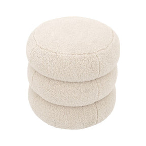 HAND CRAFTED ENZA WHITE BOUCLE POUF/OTTOMAN