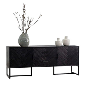 HAND MADE AXEL BLACK SCANDINAVIAN INSPIRED WOODEN SIDEBOARD CONSOLE