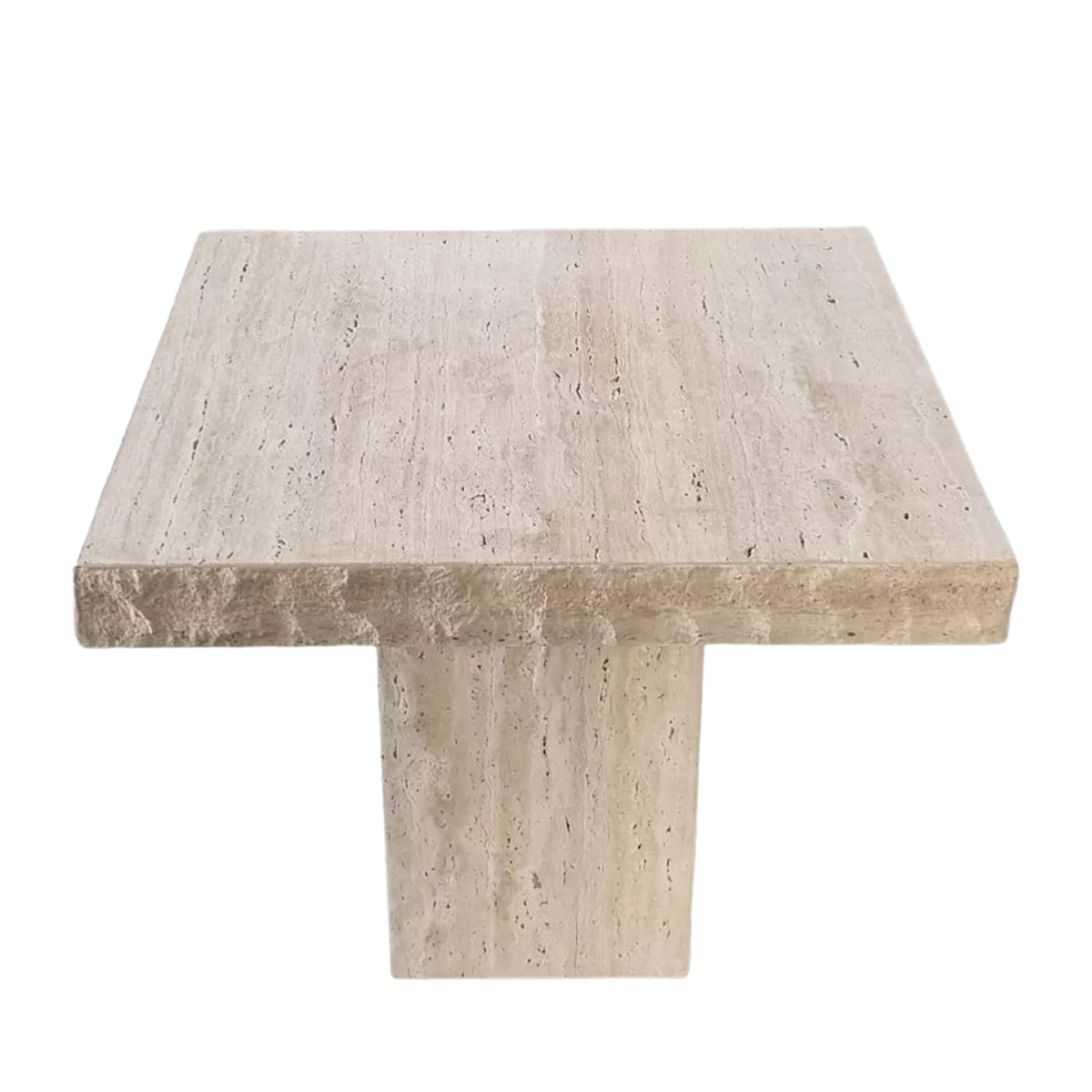 ROSA HAND CRAFTED ORGANIC TRAVERTINE SIDE TABLE WITH NATURAL EDGE