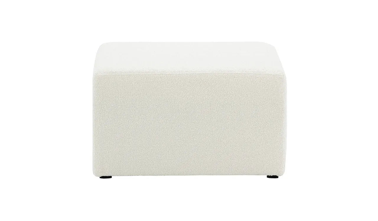 HAND CRAFTED KATE WHITE BOUCLE SQUARE POUF/OTTOMAN