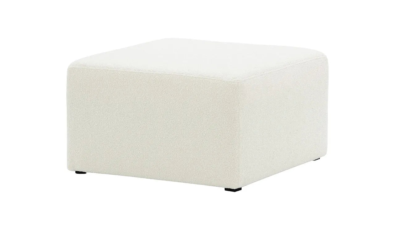 HAND CRAFTED KATE WHITE BOUCLE SQUARE POUF/OTTOMAN
