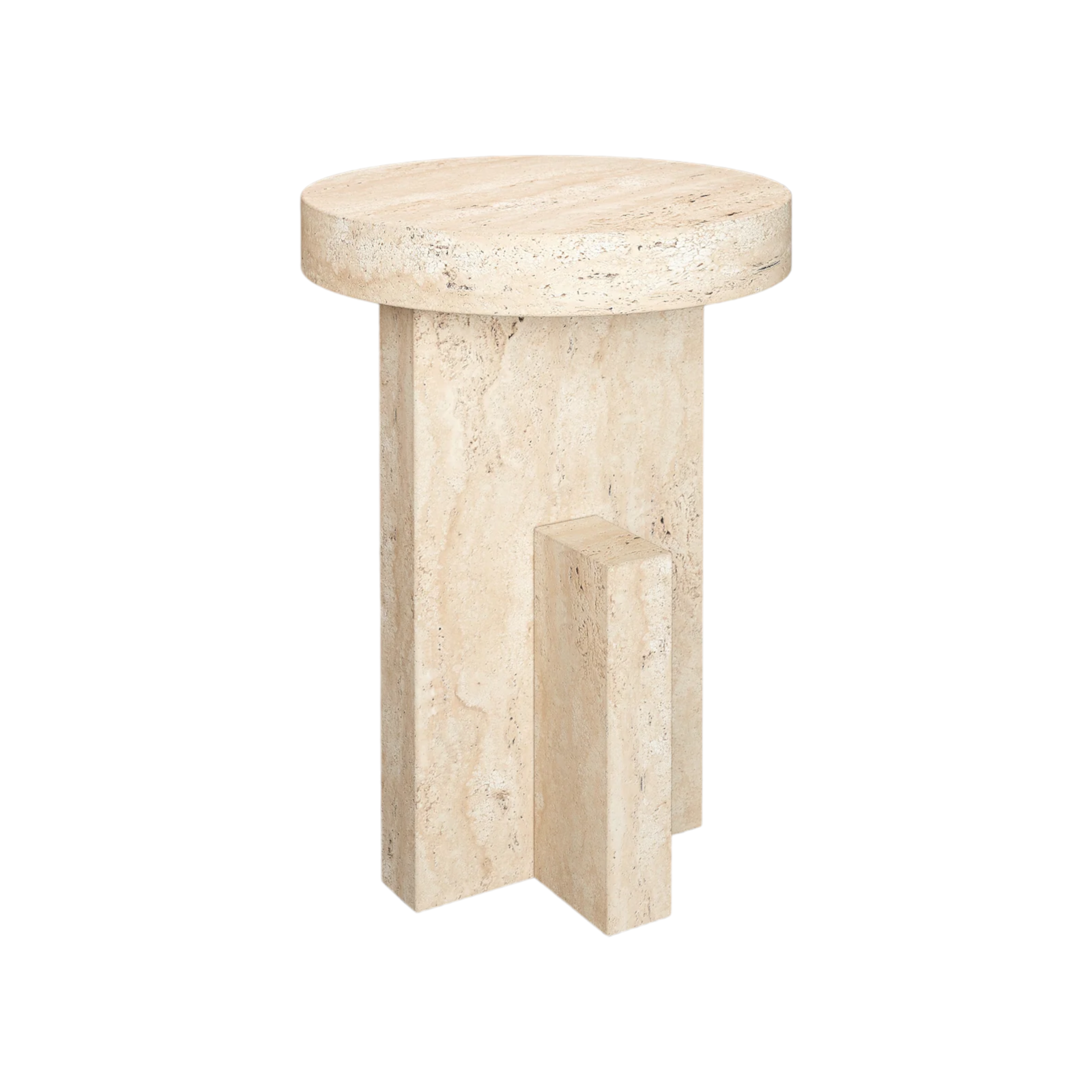 LEXI HAND CRAFTED ORGANIC TRAVERTINE SIDE TABLE
