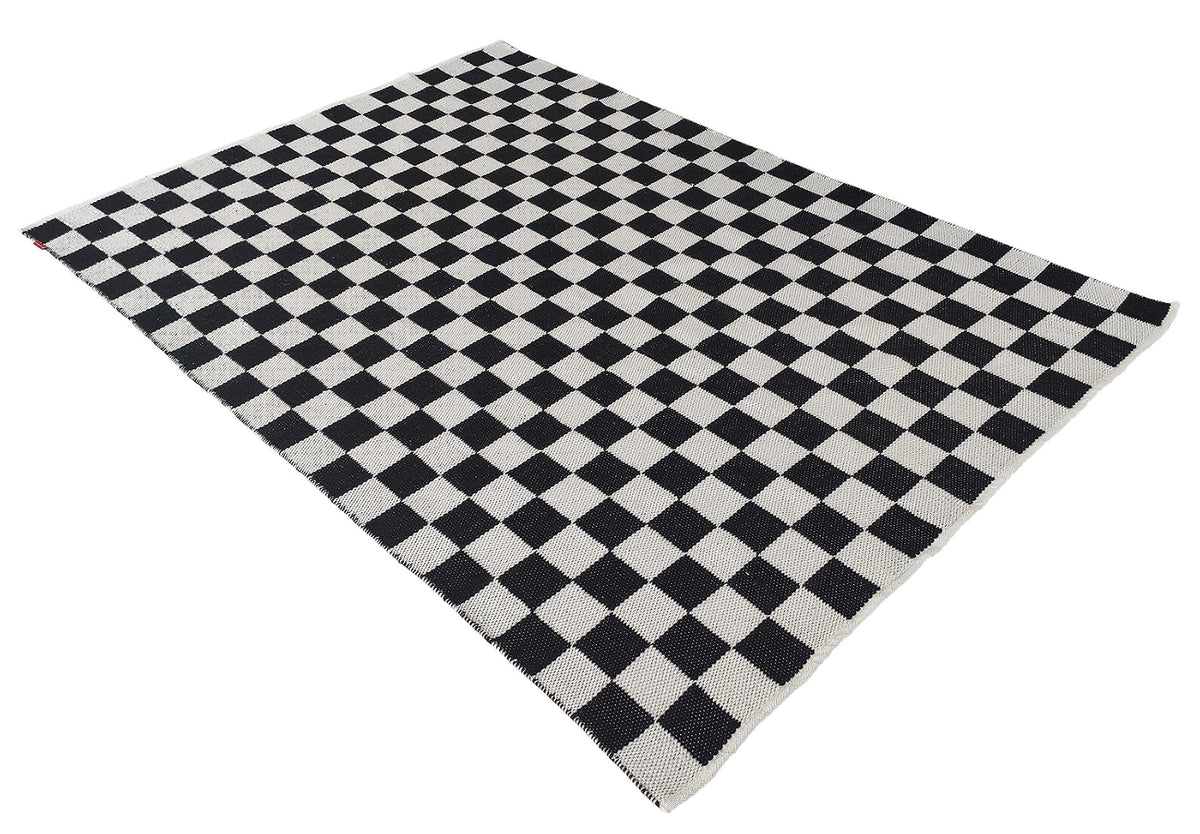 Hand Made Black & White Rectangle Woven Rug (3 Sizes)