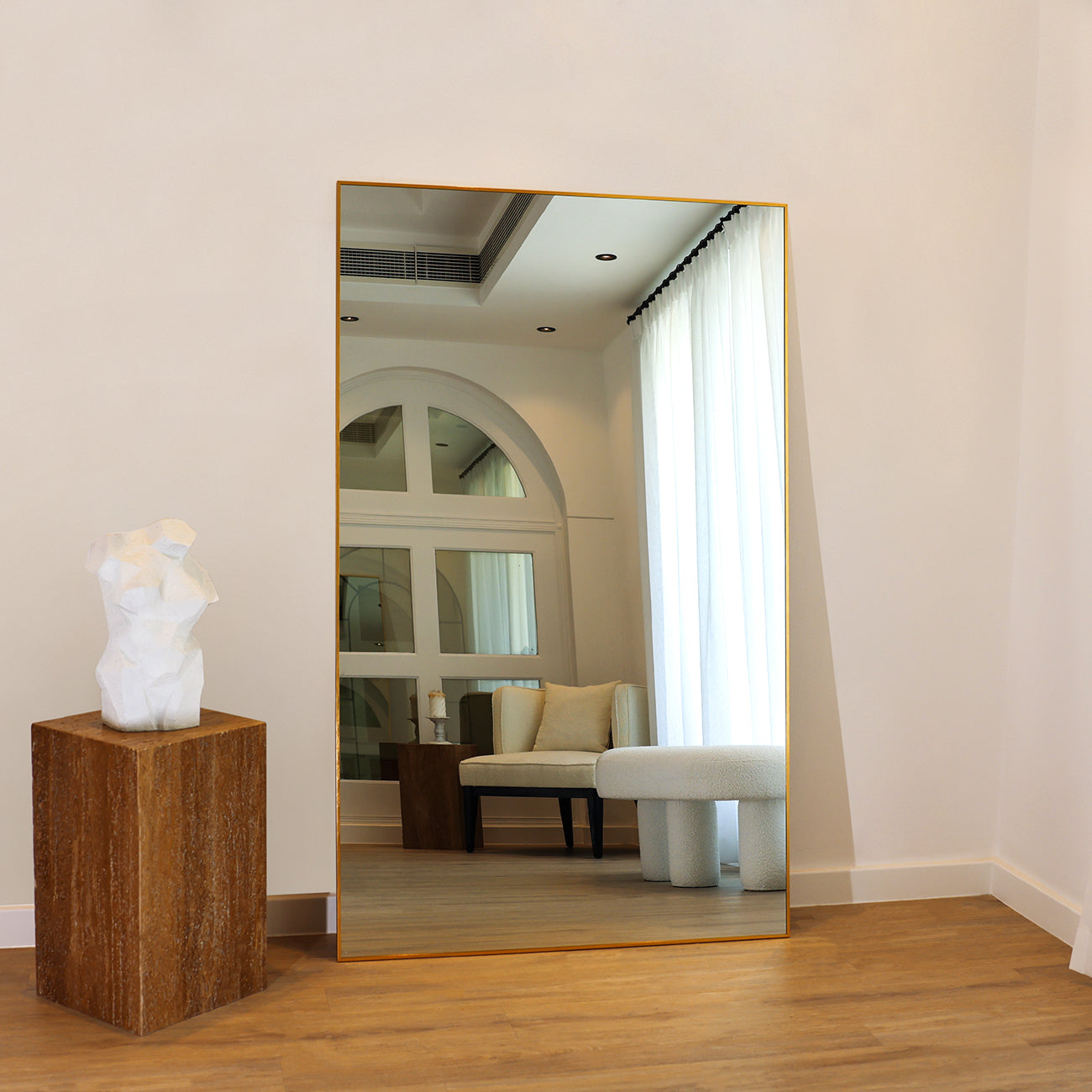 VIENNA X-LARGE - FULL LENGTH BRUSHED GOLD CONTEMPORARY METAL RECTANGULAR 180CM X 110cm