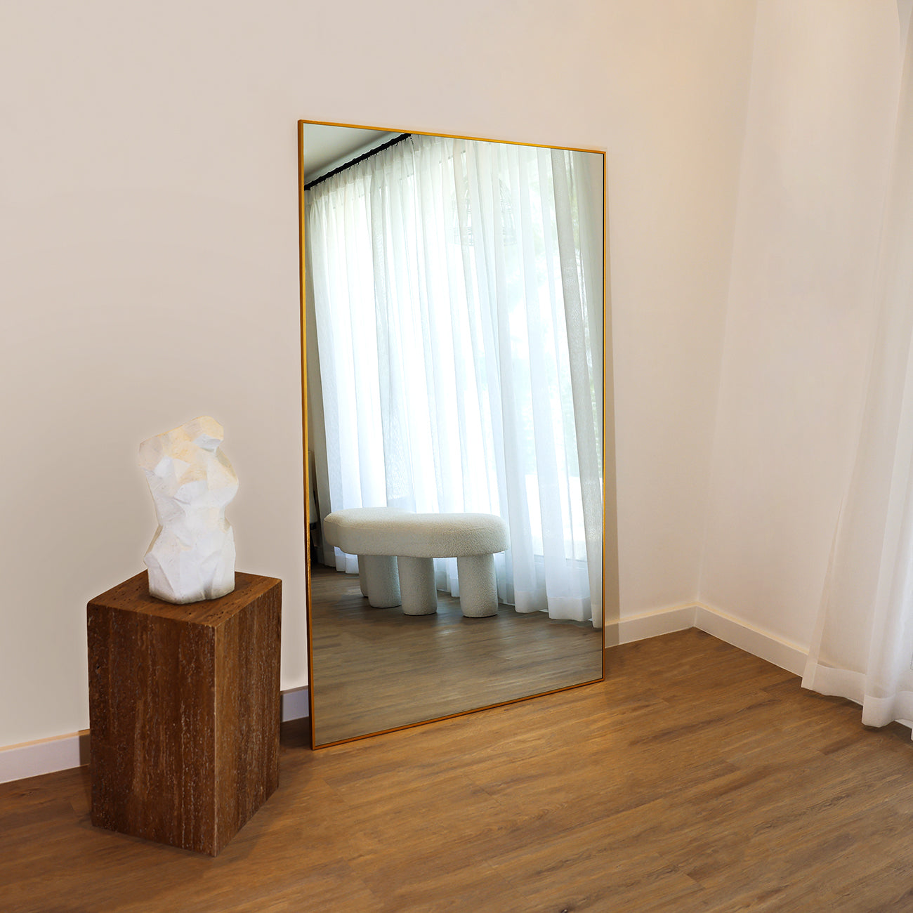 VIENNA X-LARGE - FULL LENGTH BRUSHED GOLD CONTEMPORARY METAL RECTANGULAR 180CM X 110cm