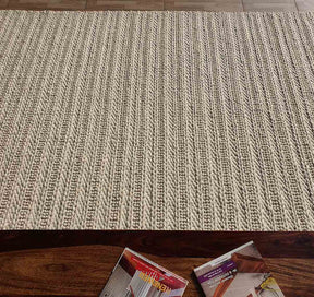 Hand Made Natural White Colour Woven Rug Rectangle Shape (4 Sizes)