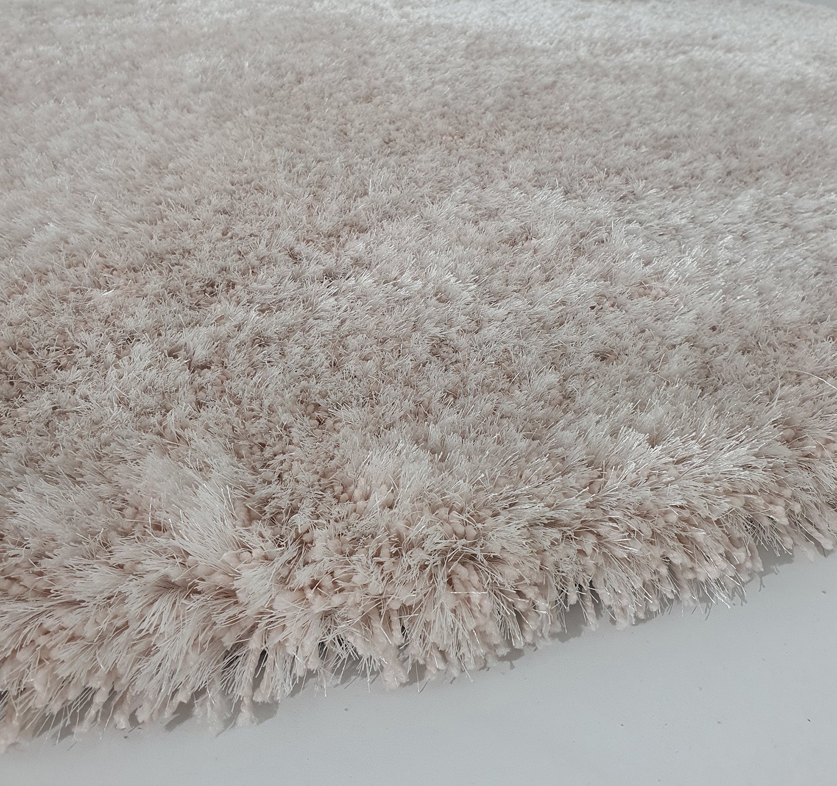 Light Pink Drawing Room Round Shaggy Rug 200 CM