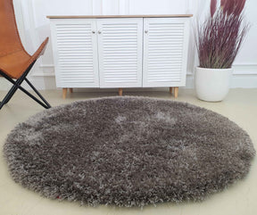 Grey Color Round Shaggy Area Rug 150 CM