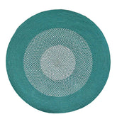 Hand Made Braided Cotton Turquoise & White Round Rug (3 Sizes)