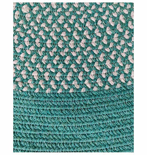 Hand Made Braided Cotton Turquoise & White Round Rug (3 Sizes)