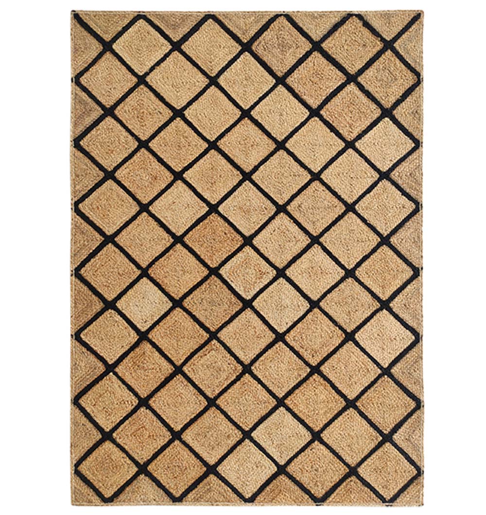 Handmade Jute Rectangular Rug Natural And Black (3 Sizes)