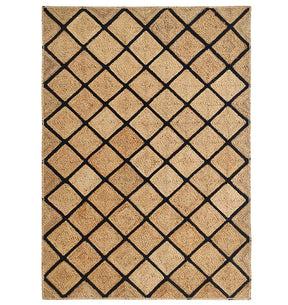 Handmade Jute Rectangular Rug Natural And Black (3 Sizes)