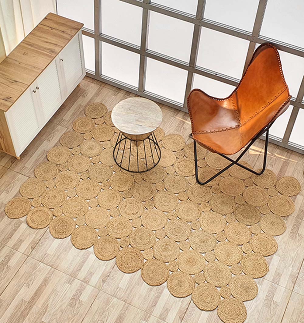 Handmade Circular Pattern Jute Rug (3 Sizes)