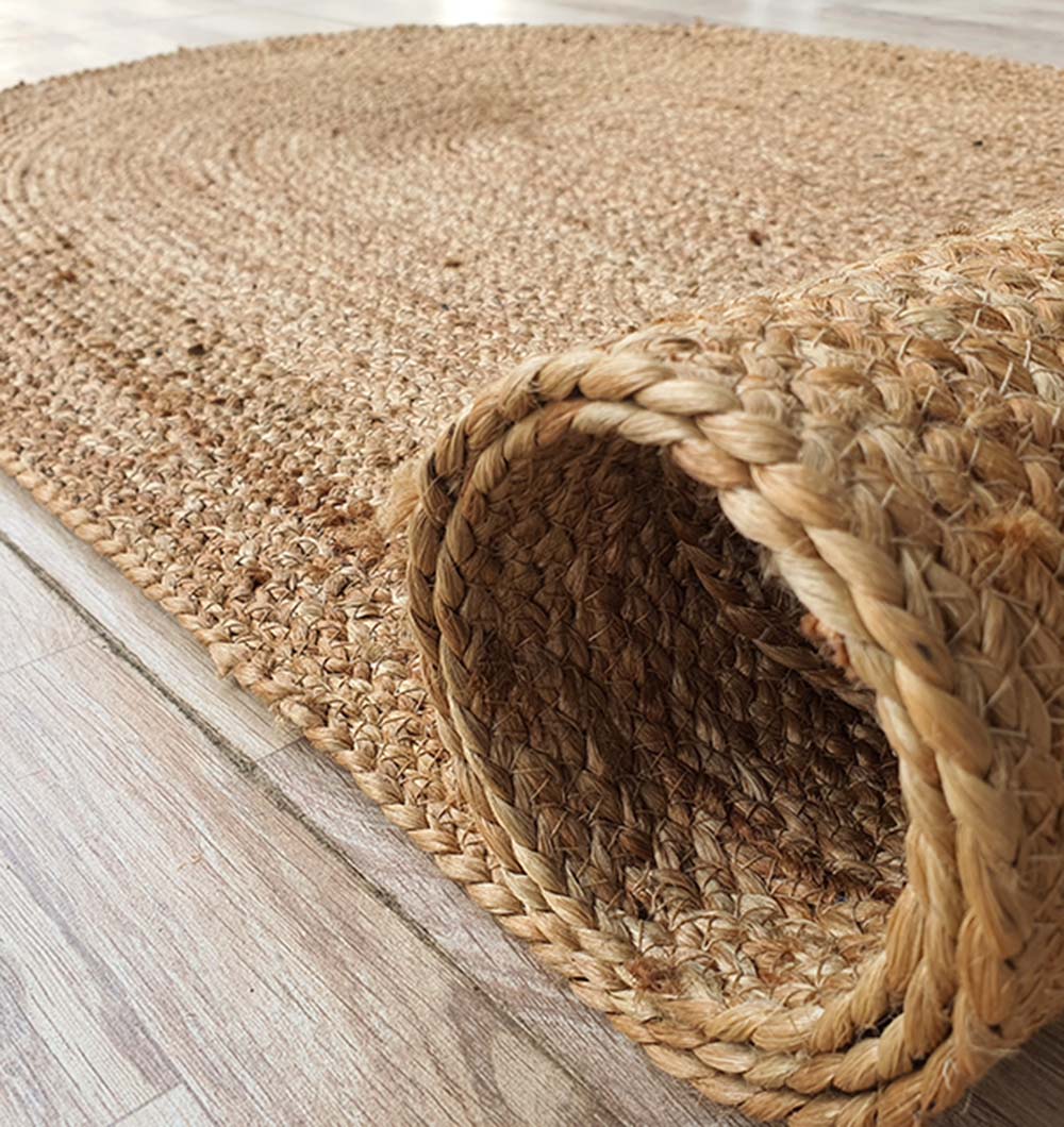 Handmade Oval Shaped Jute Braided Rug Natural (2 Sizes)