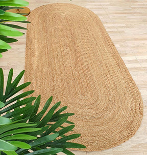 Handmade Oval Shaped Jute Braided Rug Natural (2 Sizes)