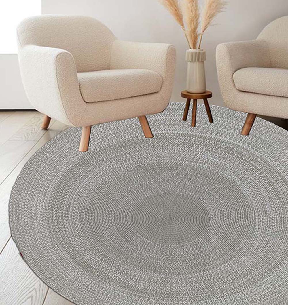 Hand Made Cotton Round Rug Grey Colour (2 Sizes)