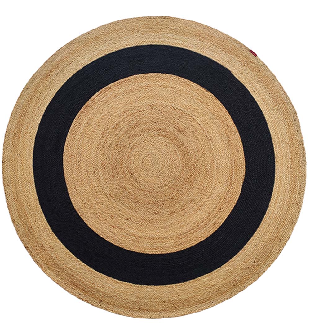Jute Round Rug Natural And Black Color (200cm)