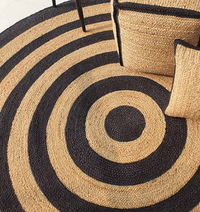 Handmade Jute Rug Natural And Black Rug (6 Sizes)