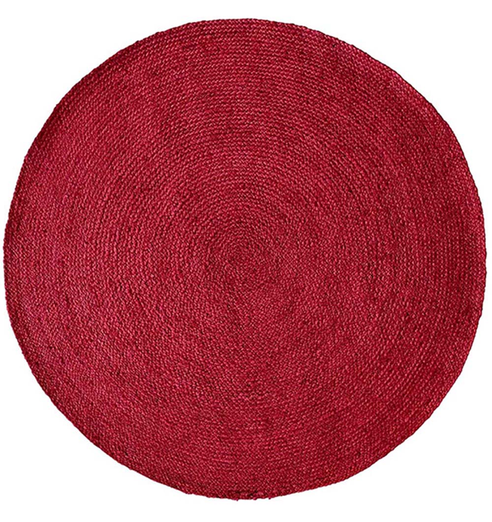 Handmade Red Colour Jute Round Rug (3 Sizes)