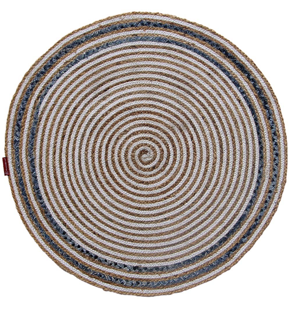 Hand Made Cotton And Jute Round Rug (4 Sizes)