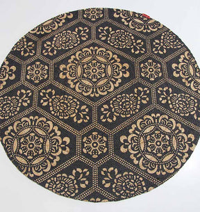 Handmade Printed Jute Round Rug Multi Colour (120cm)