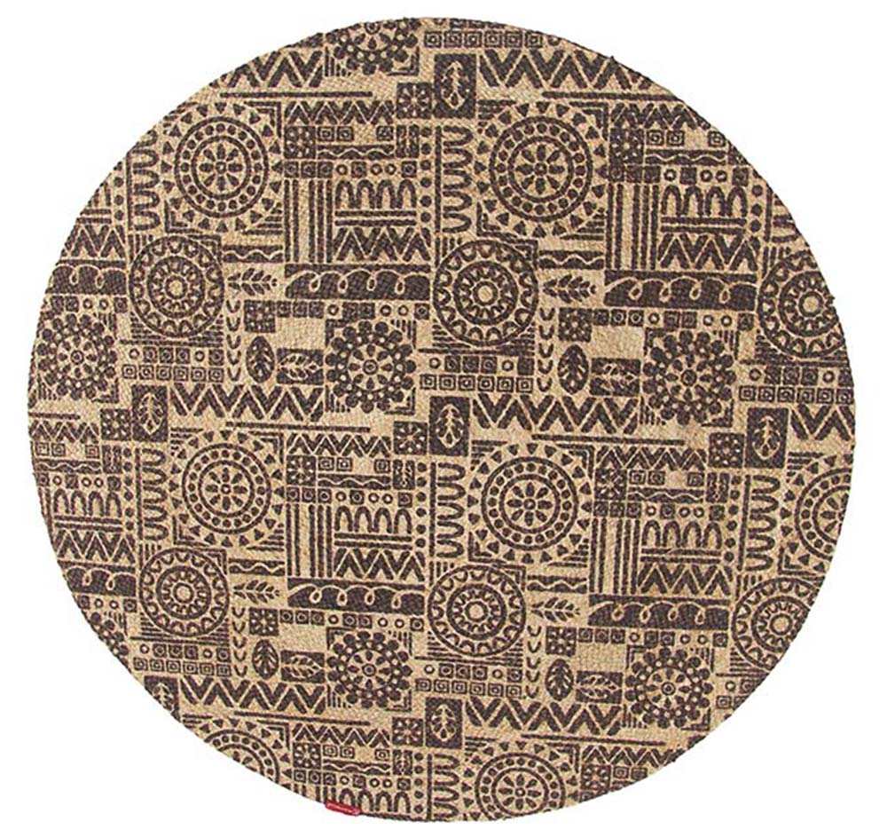 Handmade Printed Jute Round Rug Multi Colour (120cm)